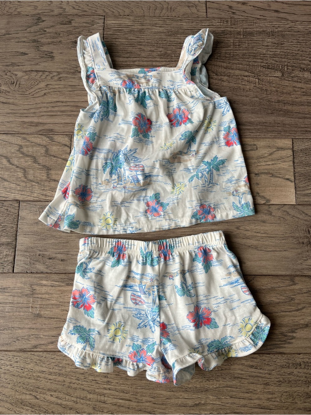 Carter's Cream Floral Two-Piece Pajama Set with Pink and Blue Accents